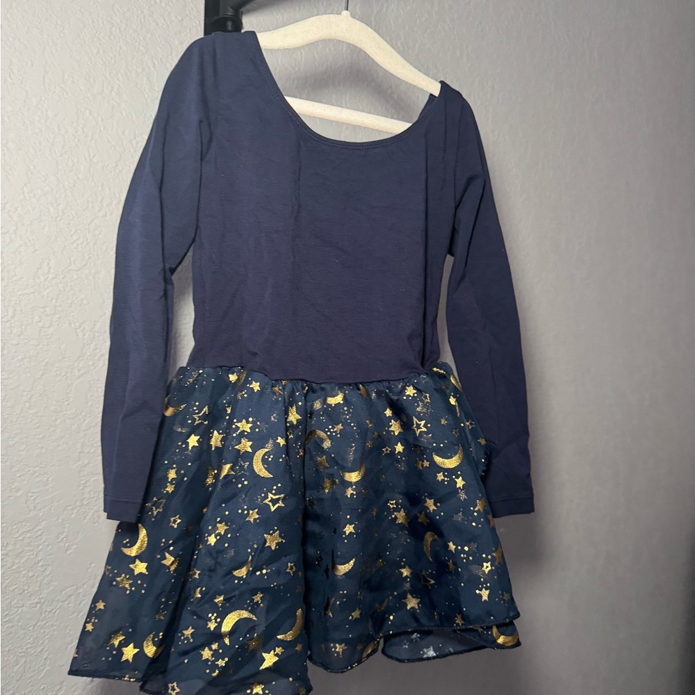 Navy Dress with Gold Celestial Pattern